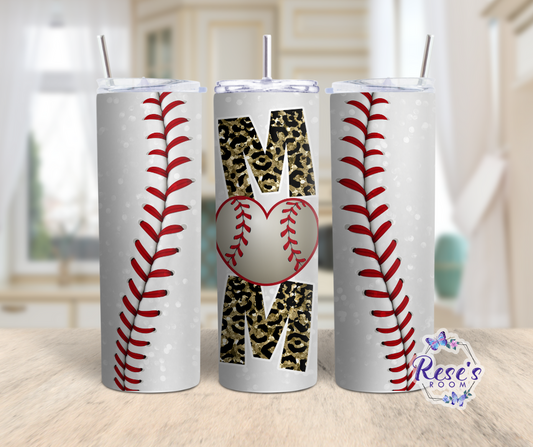 20oz Baseball Mom leopard Tumbler