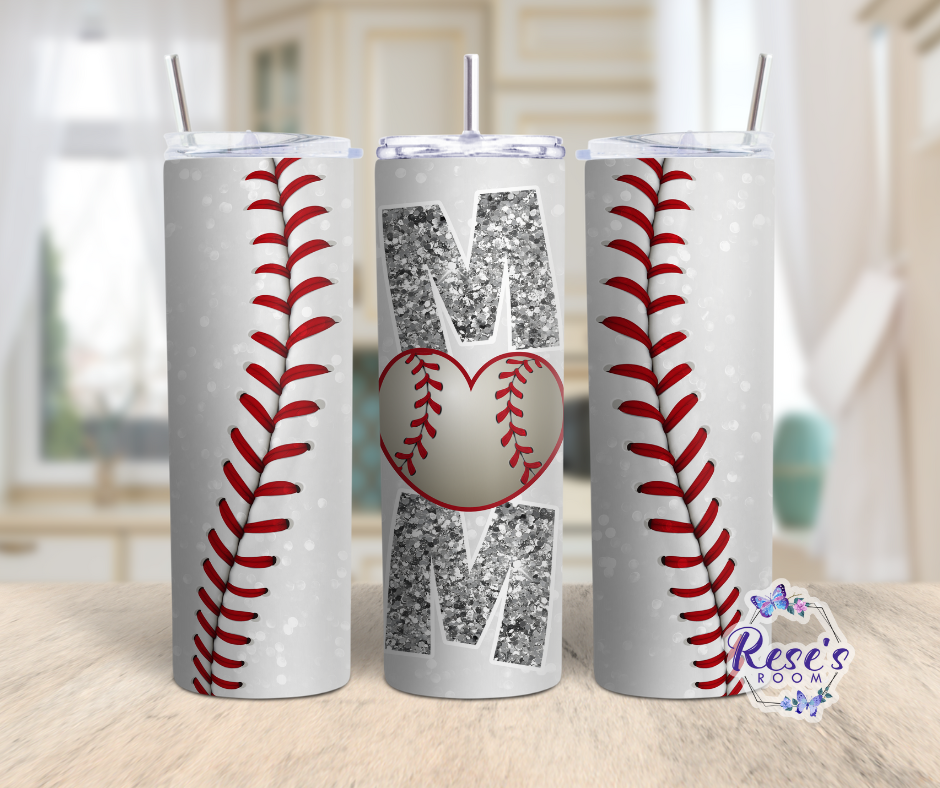 20oz Baseball Mom glitter Tumbler