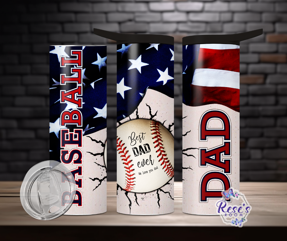 20oz Baseball Dad Duo lid Tumbler